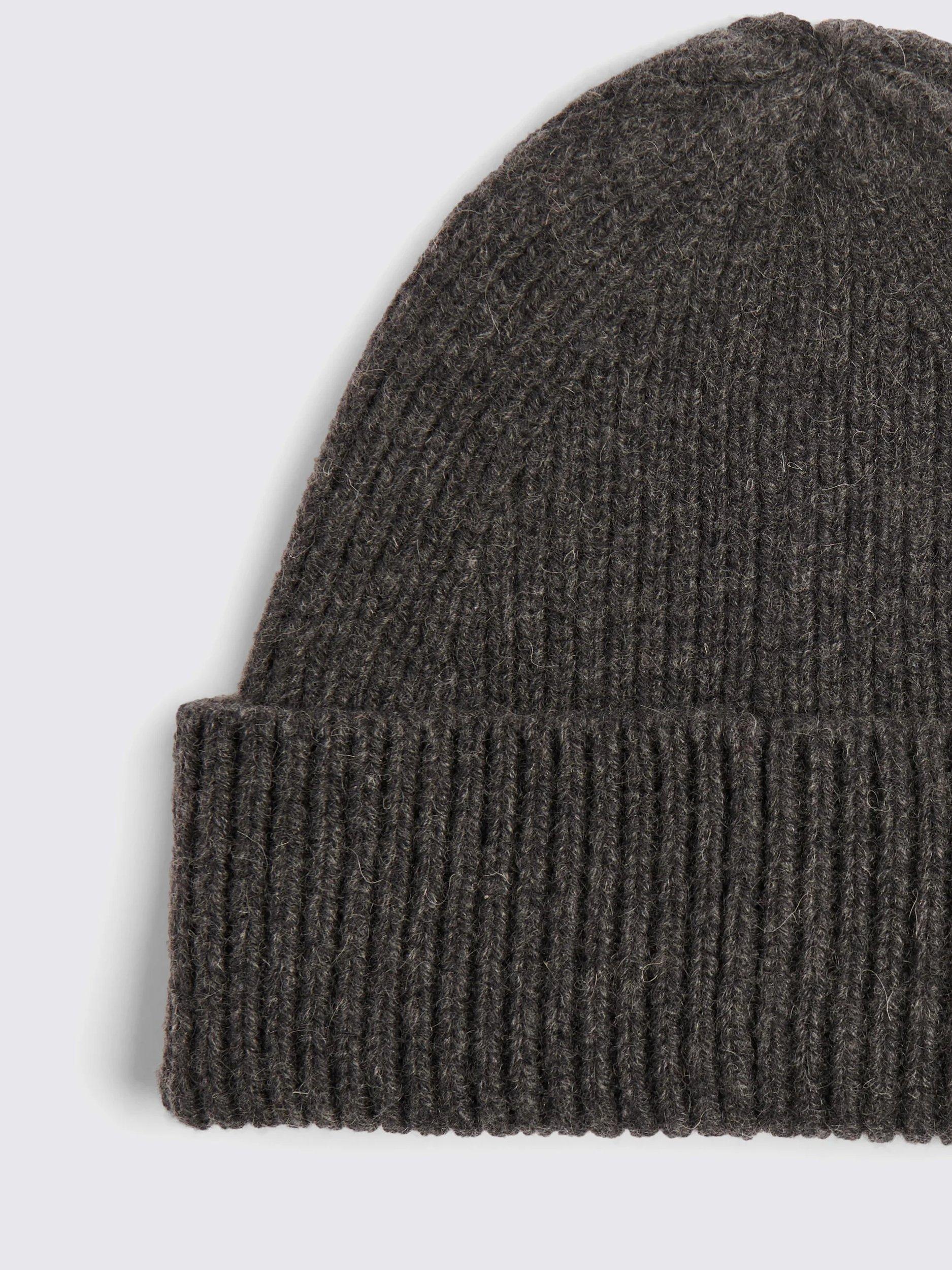 Product image 2 of 3, which shows Moss Wool Cashmere Blend Beanie, Charcoal
