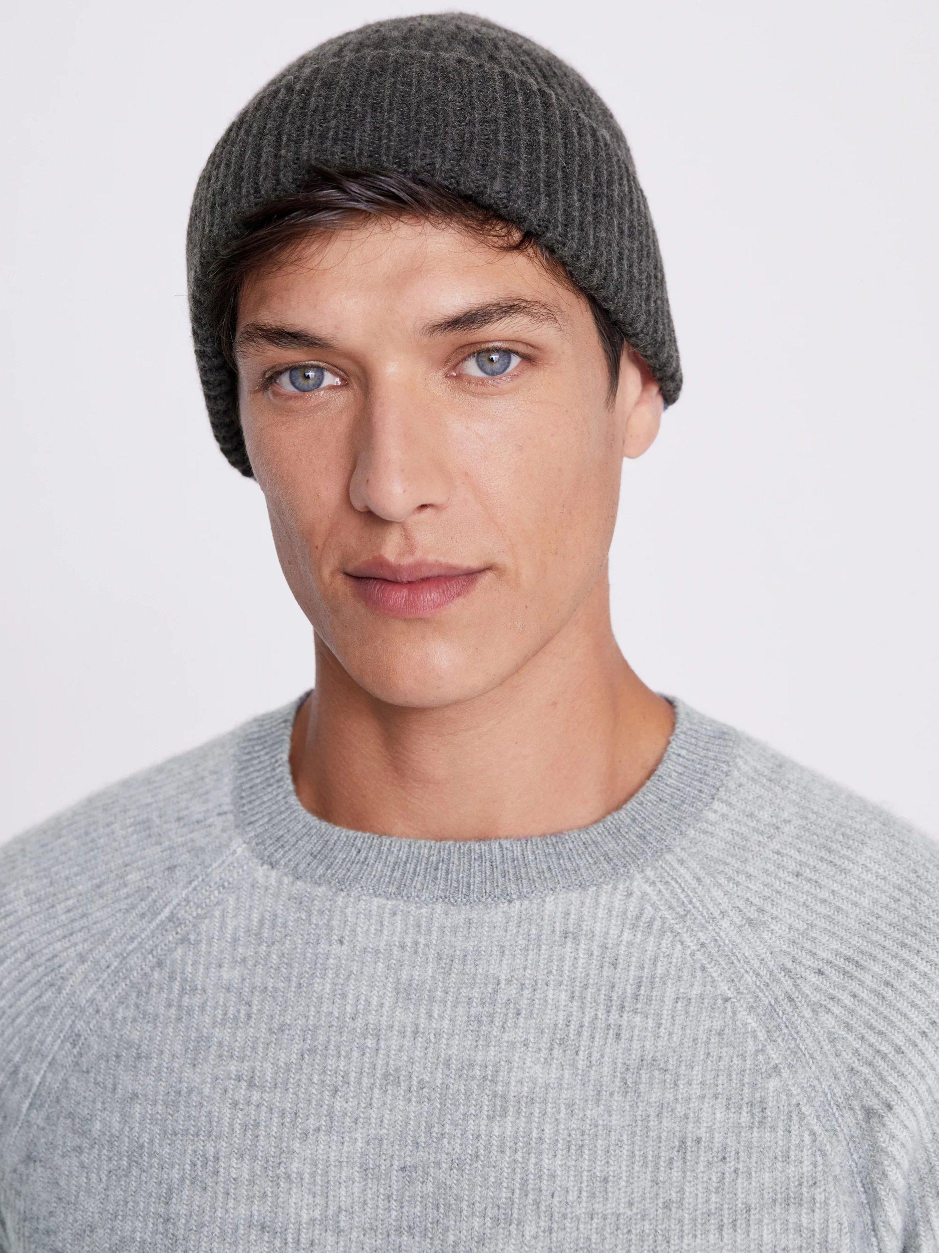 Product image 3 of 3, which shows Moss Wool Cashmere Blend Beanie, Charcoal
