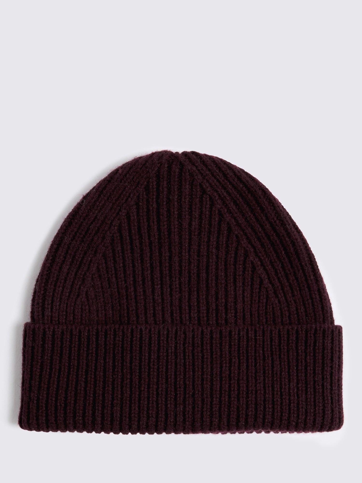 Product image 1 of 2, which shows Moss Wool Cashmere Blend Beanie, Burgundy
