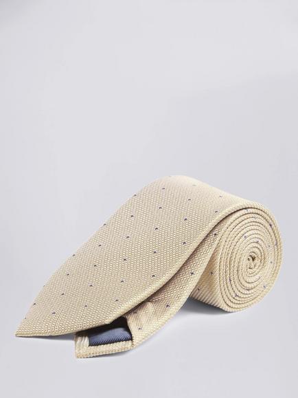 Moss Contrast Spot Silk Tie, Champagne, Champagne