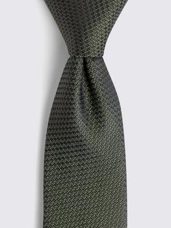 Moss Textured Weave Tie - view 2, Olive