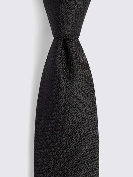 Moss Textured Tie - view 2, Black