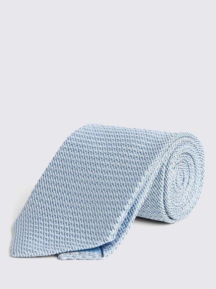 Moss Italian Silk Grenadine Tie, Sky
