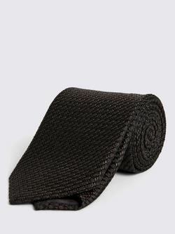 Moss Grenadine Silk Tie, Chocolate