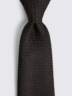 Moss Grenadine Silk Tie - view 2, Chocolate