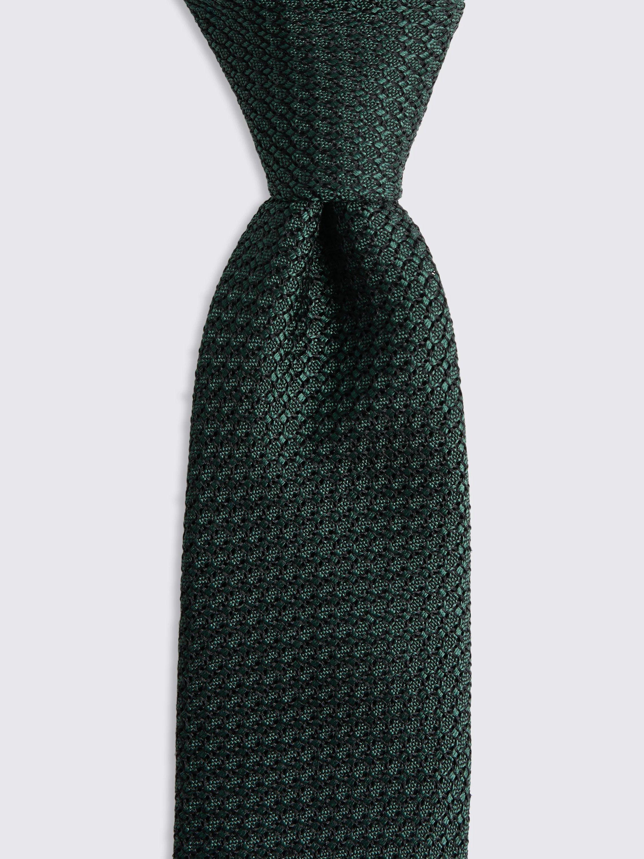 Product image 2 of 2, which shows Moss Grenadine Silk Tie, Forest Green