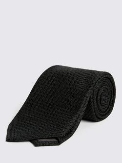 Moss Grenadine Silk Tie, Black