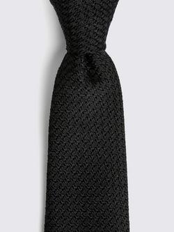 Moss Grenadine Silk Tie - view 2, Black