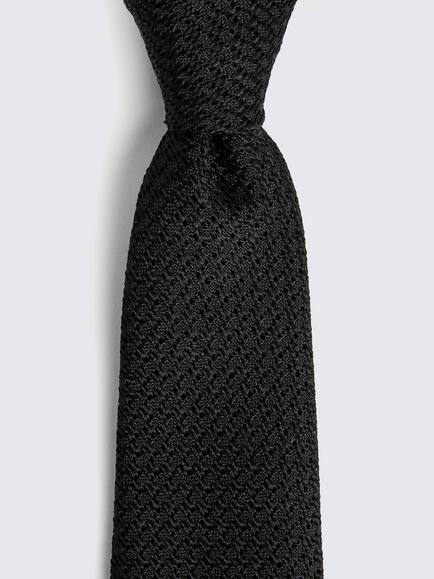 Moss Italian Silk Grenadine Tie - view 2, Black
