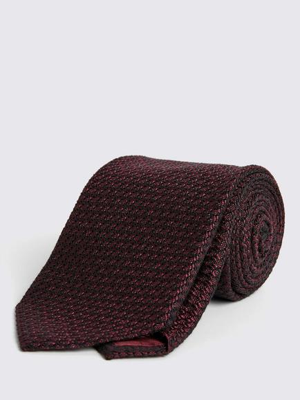 Moss Italian Silk Grenadine Tie, Burgundy
