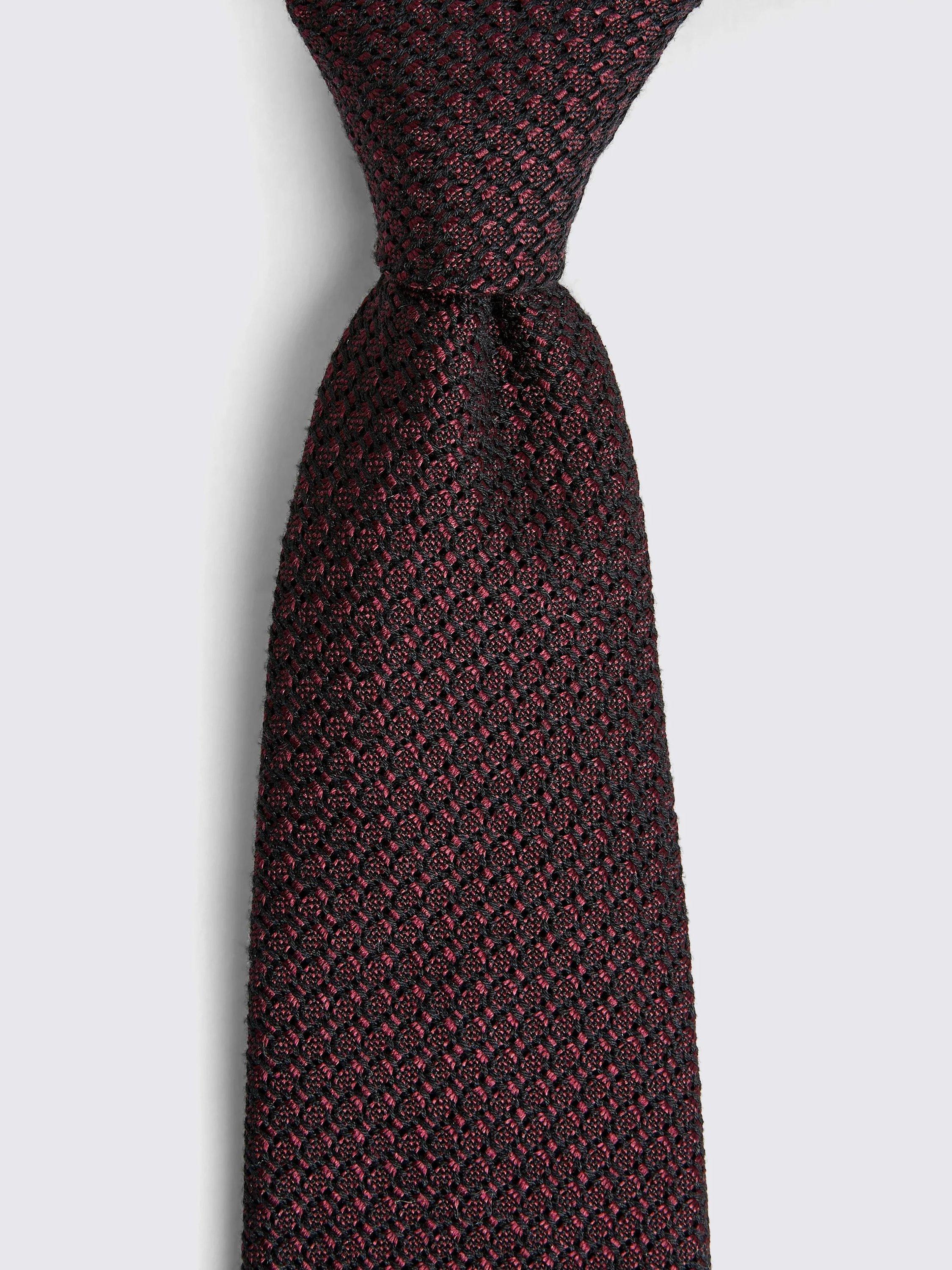 Product image 2 of 3, which shows Moss Grenadine Silk Tie, Burgundy, One Size