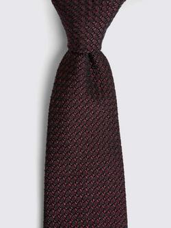 Moss Grenadine Silk Tie - view 2, Burgundy