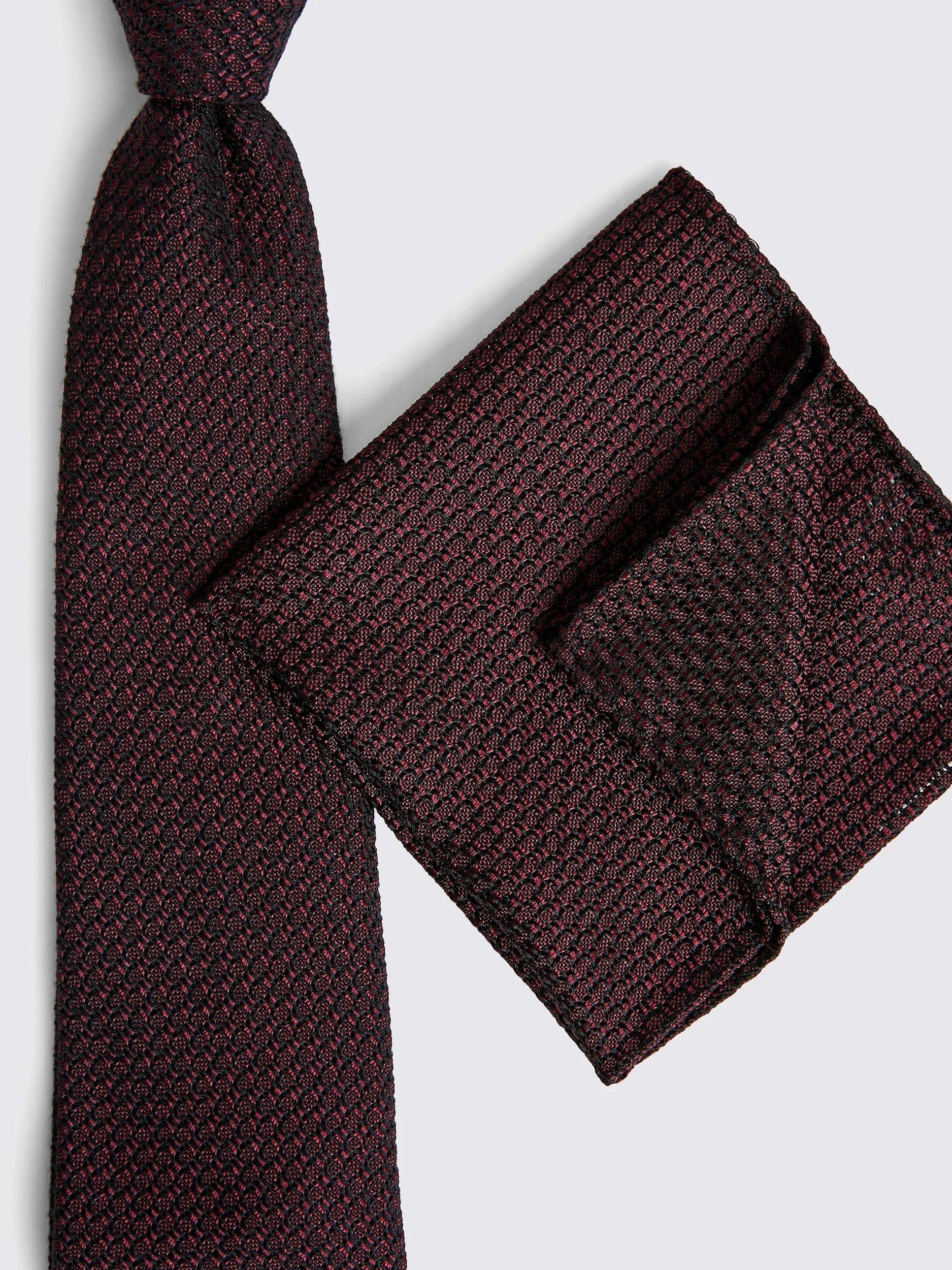 Product image 3 of 3, which shows Moss Grenadine Silk Tie, Burgundy, One Size