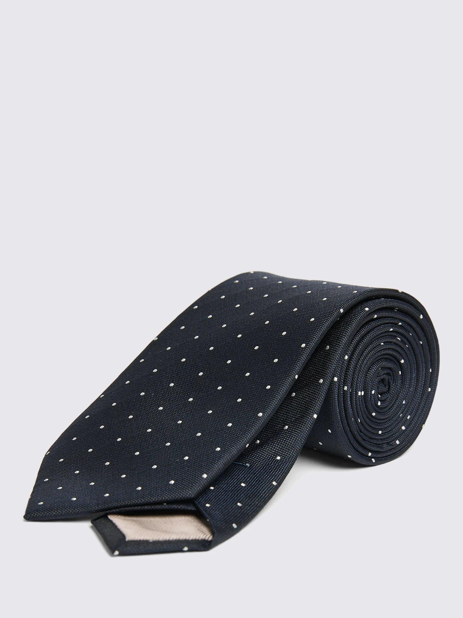 Product image 1 of 2, which shows Moss Pin Dot Silk Tie, Blue, One Size