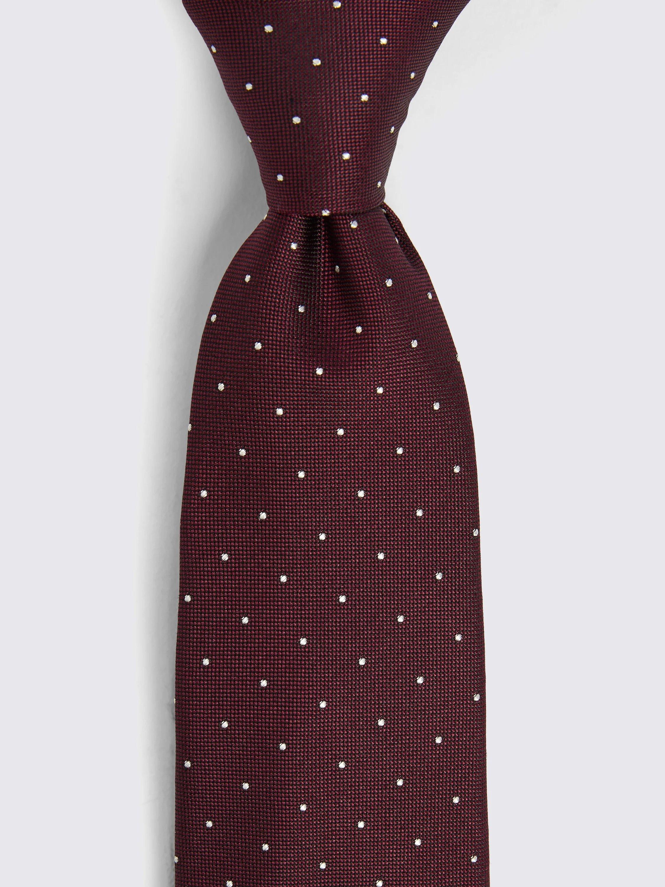 Product image 2 of 2, which shows Moss Pin Dot Silk Tie, Red, One Size