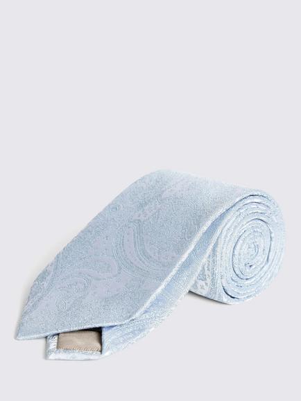 Moss Wedding Paisley Silk Tie, Sky