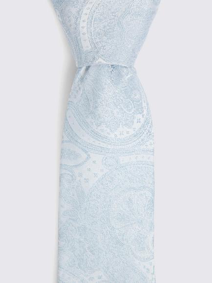 Moss Wedding Paisley Silk Tie - view 2, Sky
