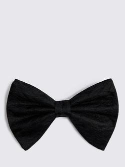 Moss Floral Lurex Bow Tie, Black, Black