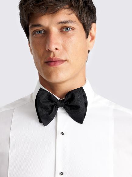Moss Floral Lurex Bow Tie, Black - view 2, Black