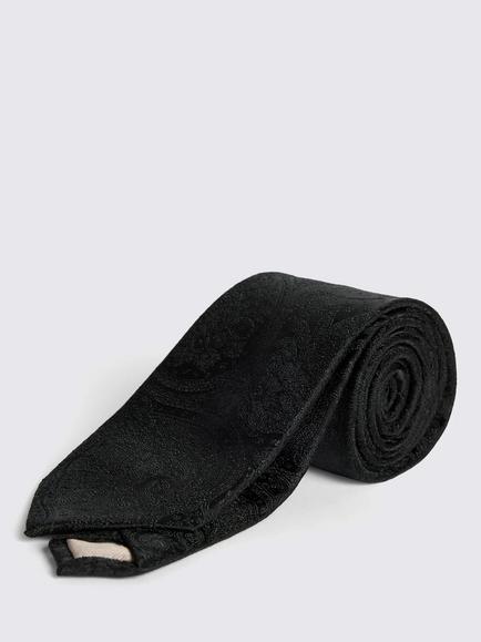Moss Wedding Paisley Silk Tie, Black