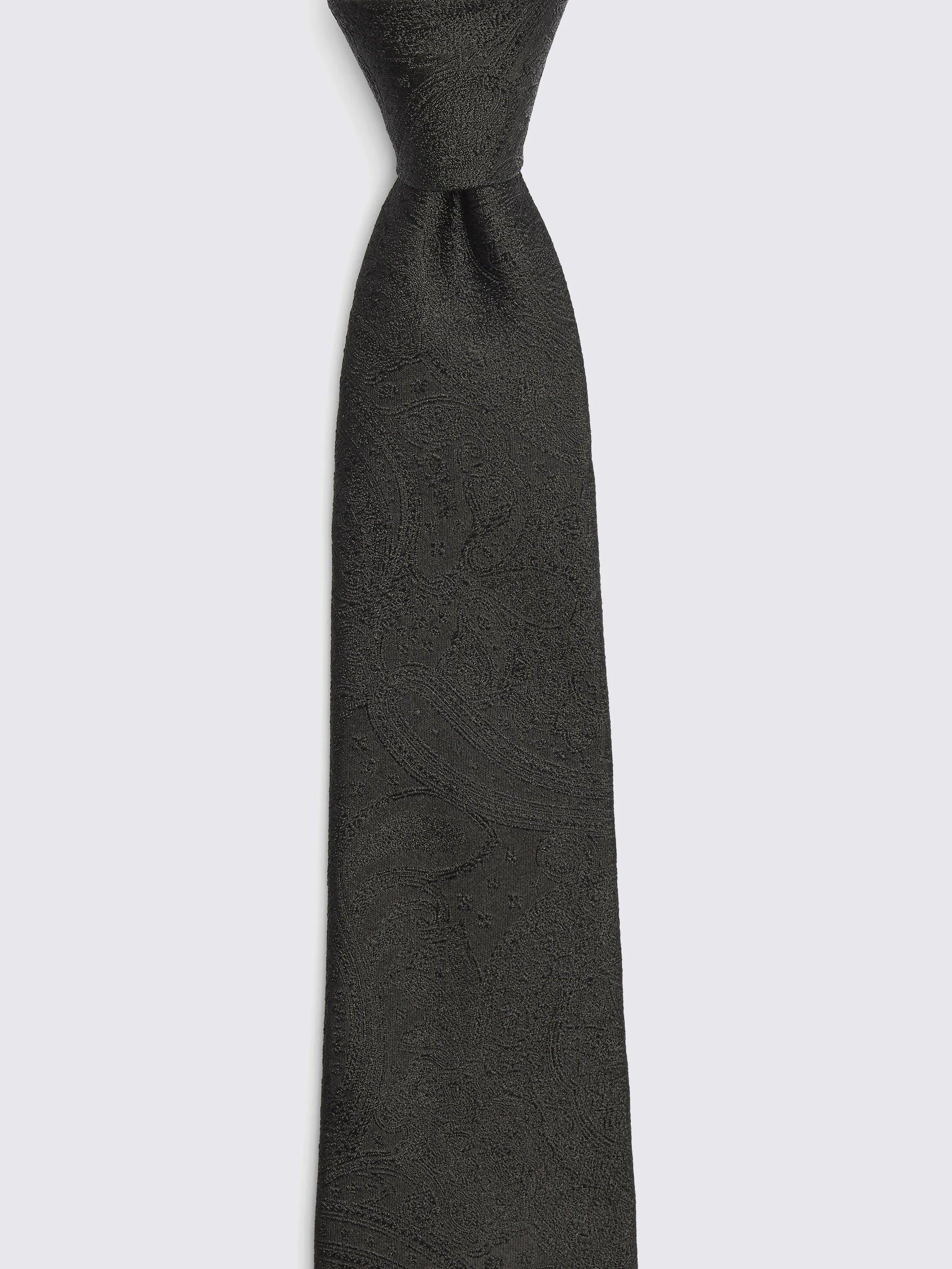 Product image 2 of 3, which shows Moss Paisley Silk Tie, Black, One Size