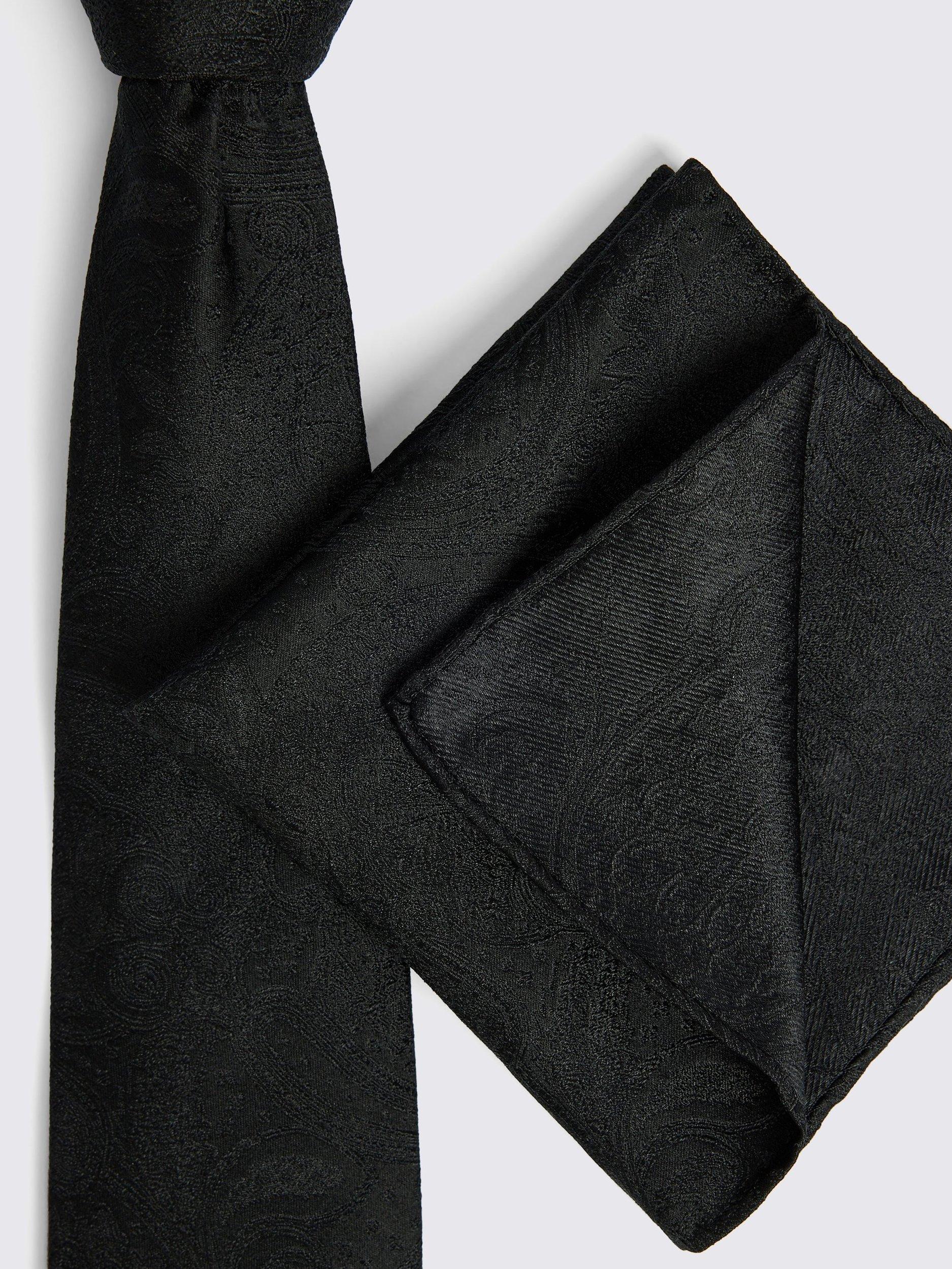 Product image 3 of 3, which shows Moss Paisley Silk Tie, Black, One Size