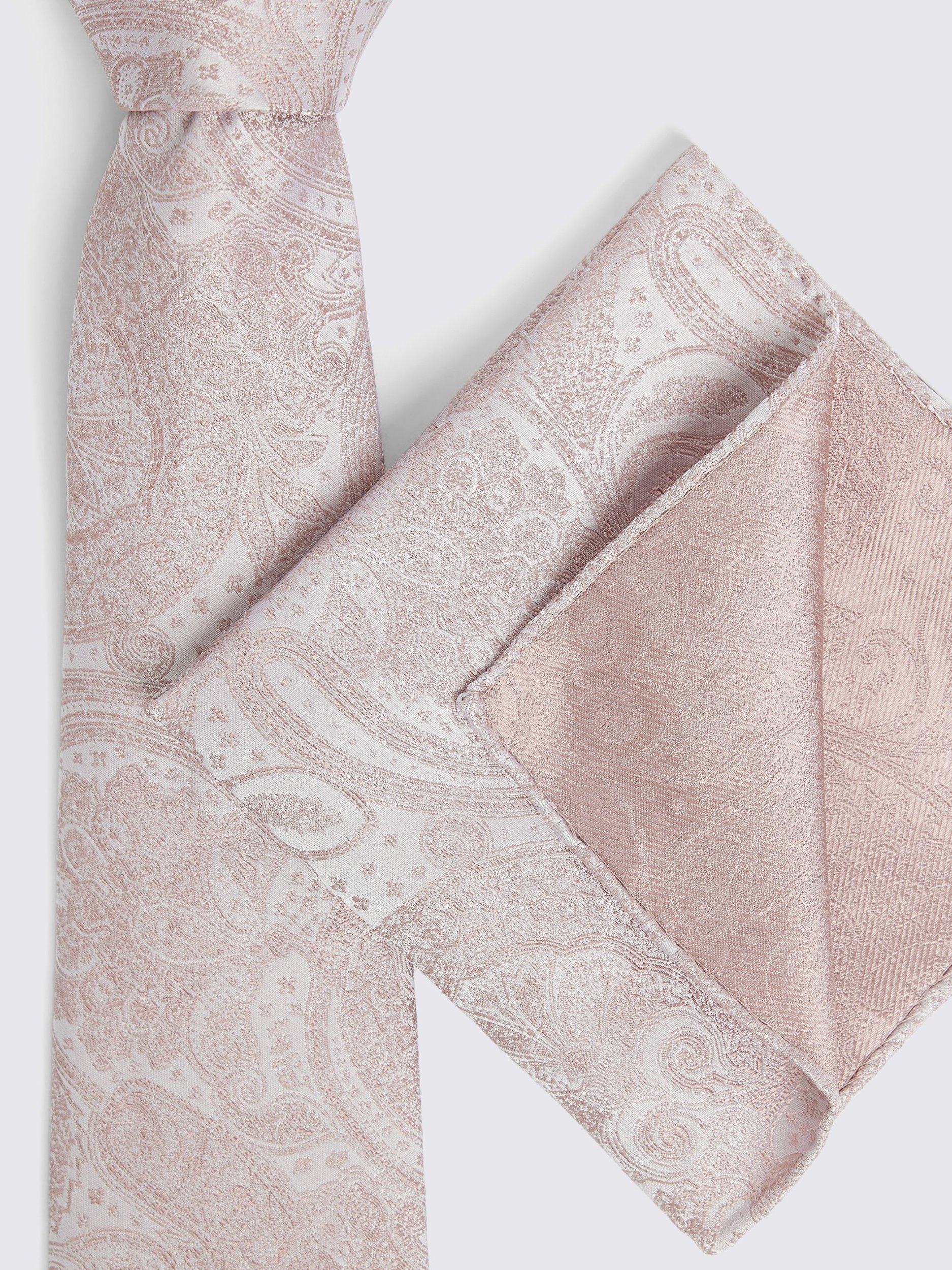 Product image 3 of 3, which shows Moss Paisley Silk Tie, Pink, One Size