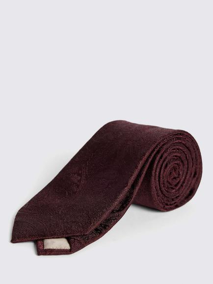 Moss Wedding Paisley Silk Tie, Burgundy