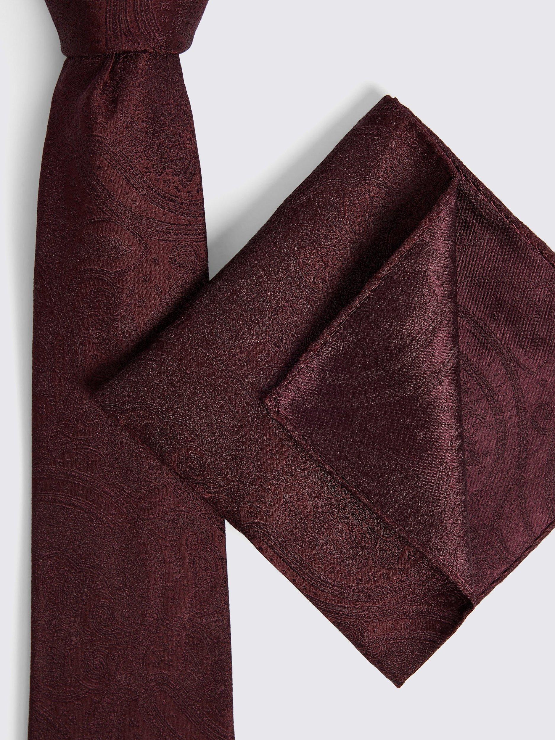 Product image 3 of 3, which shows Moss Paisley Silk Tie, Burgundy, One Size