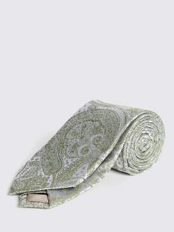Moss Paisley Silk Tie, Sage