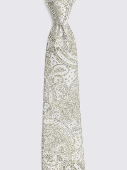 Moss Wedding Paisley Silk Tie - view 2, Sage