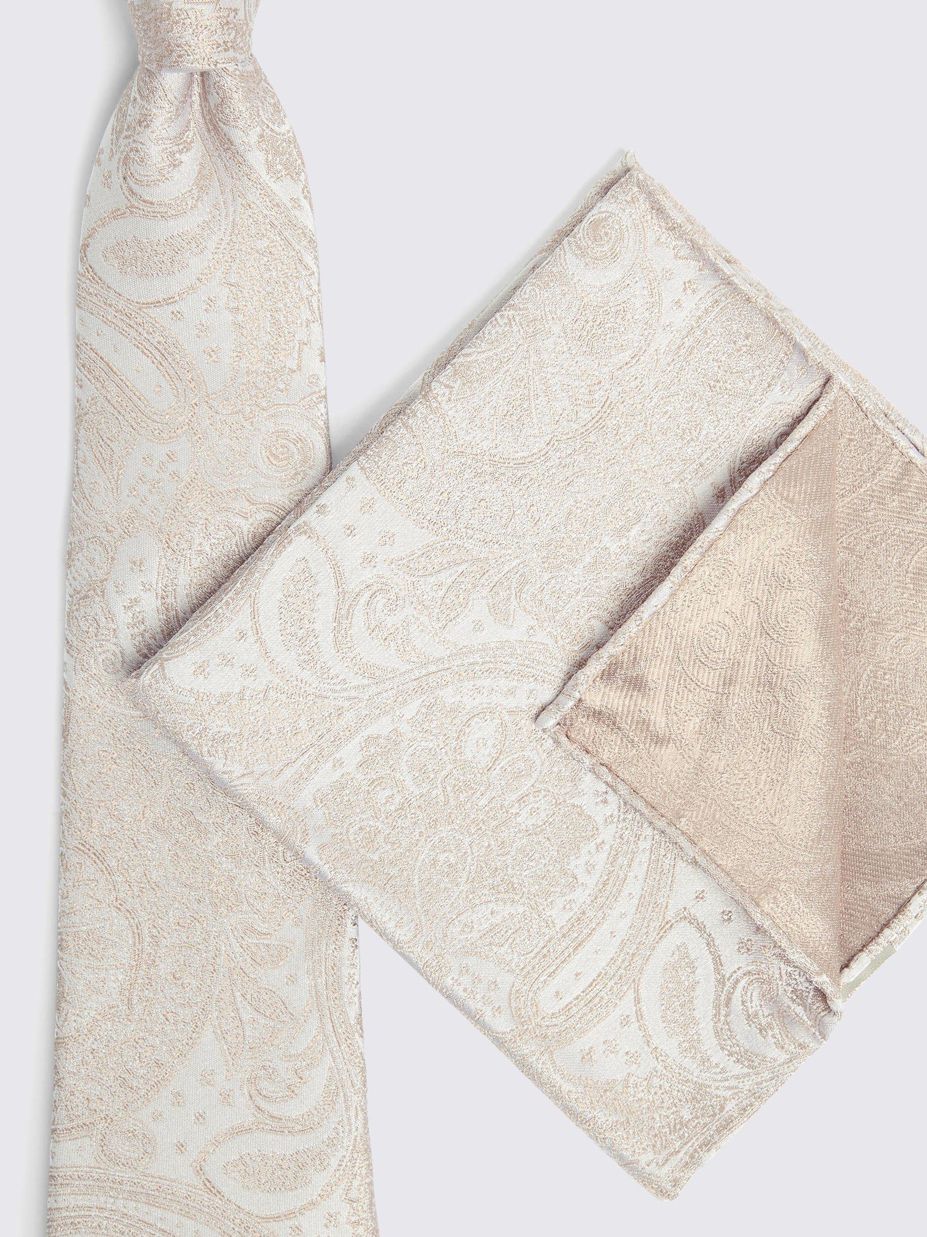Product image 3 of 3, which shows Moss Paisley Silk Tie, Champagne, One Size