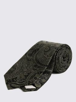Moss Paisley Silk Tie, Olive