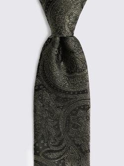 Moss Paisley Silk Tie - view 2, Olive