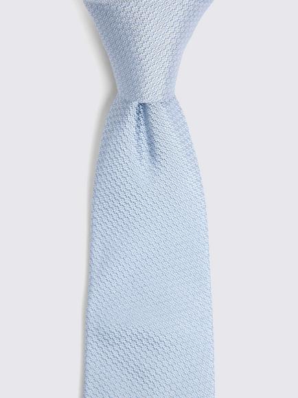 Moss Silk Semi Plain Tie - view 2, Sky
