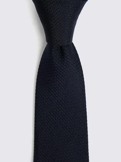 Moss Silk Tie - view 2, Navy