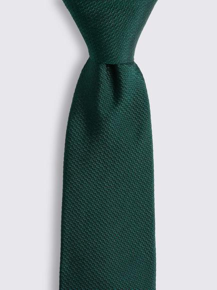 Moss Silk Semi Plain Tie - view 2, Emerald