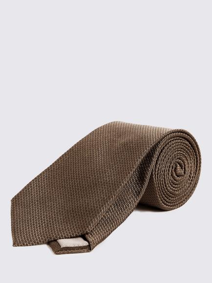 Moss Silk Semi Plain Tie, Taupe
