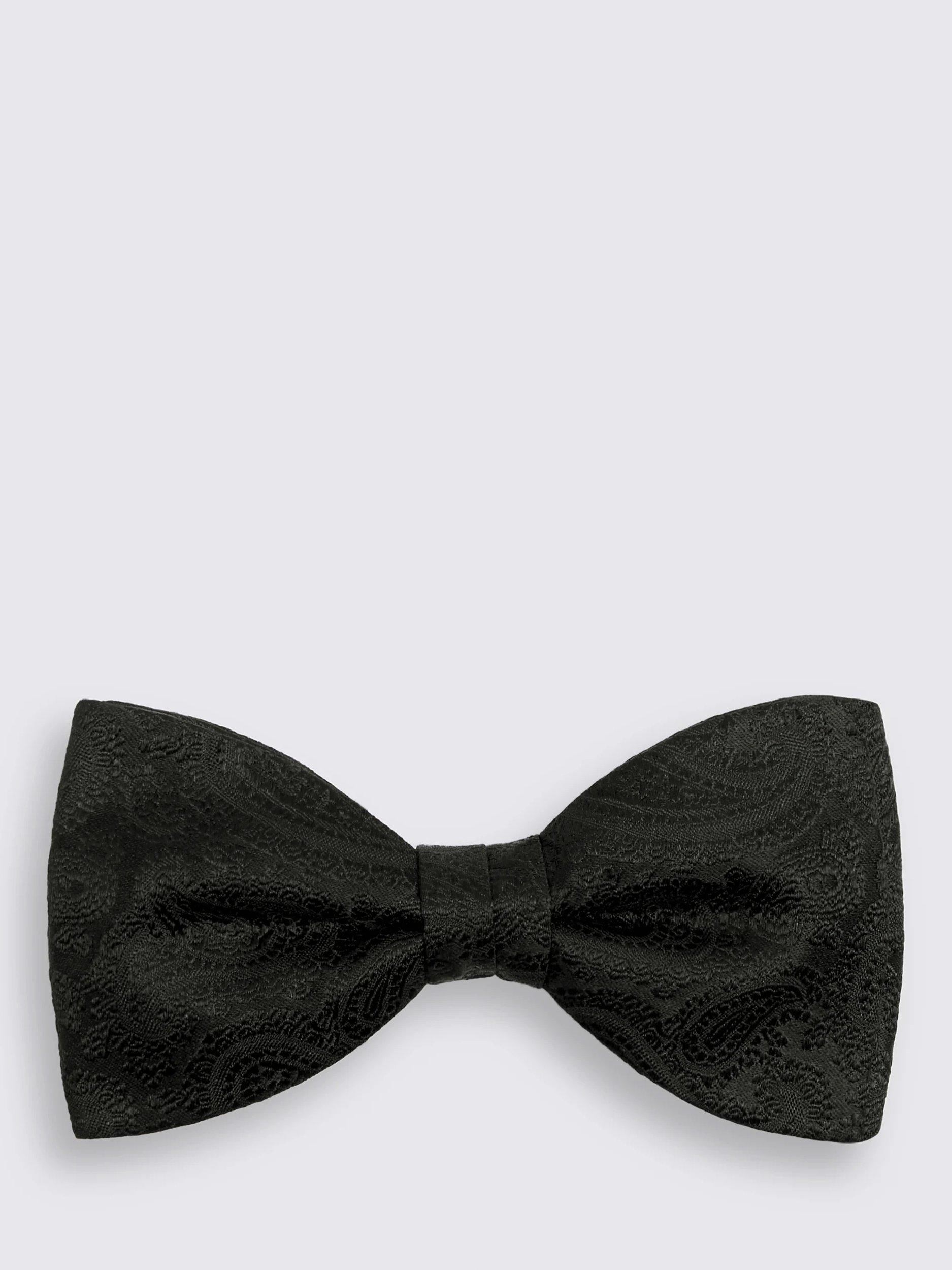 Product image 1 of 2, which shows Moss Paisley Silk Bow Tie, Black, One Size