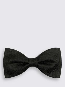 Moss Paisley Silk Bow Tie, Black