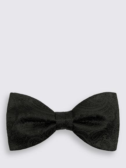 Moss Silk Paisley Ready-Tie Bow Tie, Black