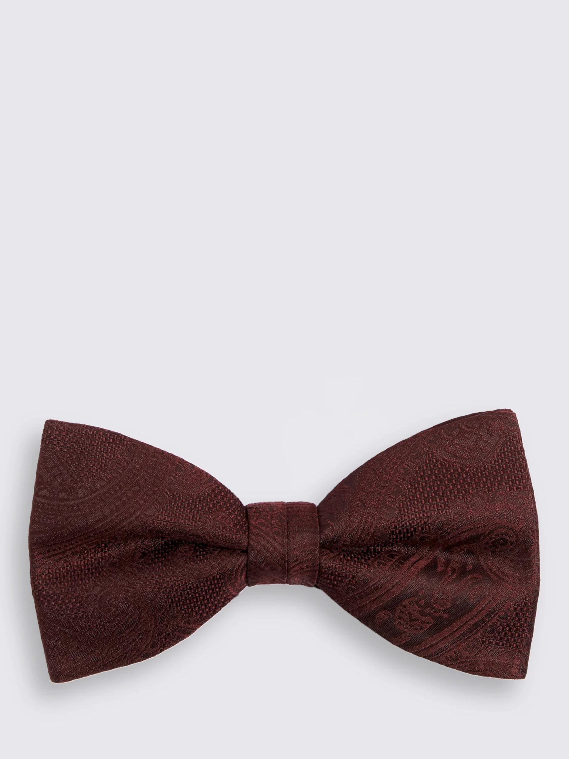 Product image 1 of 2, which shows Moss Paisley Silk Bow Tie, Red, One Size
