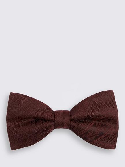 Moss Silk Paisley Ready-Tie Bow Tie, Wine