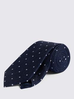 Moss Silk Blend Spot Tie, Blue, Blue