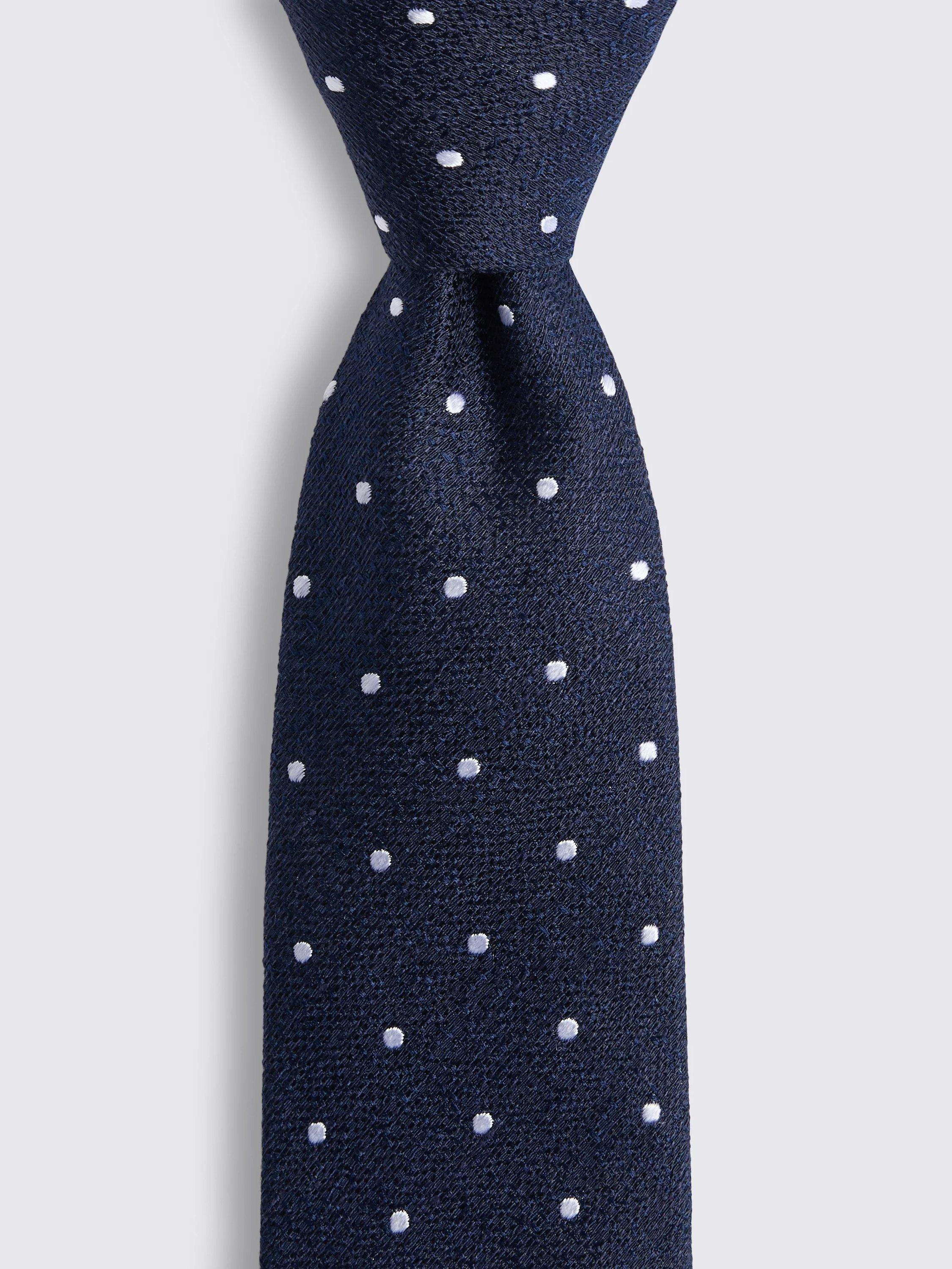 Product image 2 of 2, which shows Moss Silk Blend Spot Tie, Blue, One Size