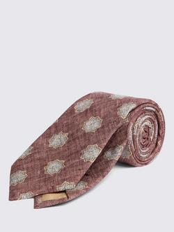 Moss Fuji Silk Geometric Tie, Pink, Pink