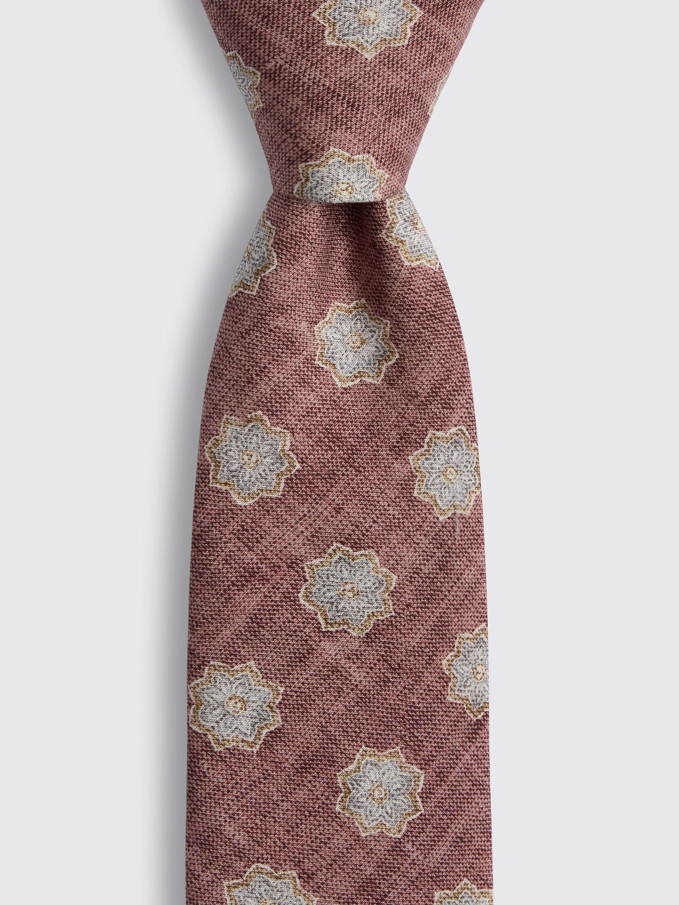 Product image 2 of 2, which shows Moss Fuji Silk Geometric Tie, Pink, One Size