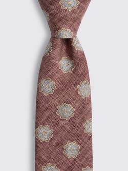 Moss Fuji Silk Geometric Tie, Pink - view 2, Pink
