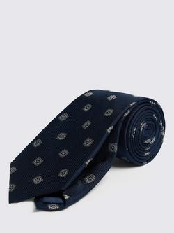 Moss Medallion Silk Tie, Blue, Blue