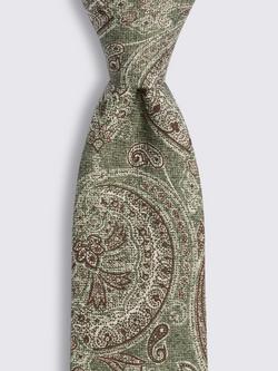 Moss Silk Paisley Tie - view 2, Sage